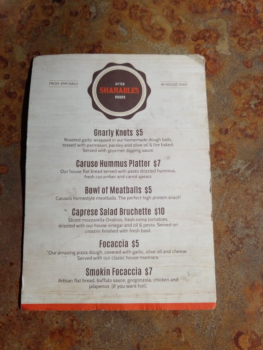 Caruso's Sandwiches and Artisan Pizza Menu - Image 2